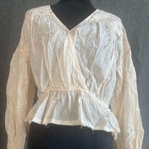 Free People Womens Metallic Bell Sleeves Blouse